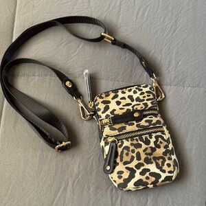 Chicos Leopard Print crossbody bag purse wallet adjustable NWOT